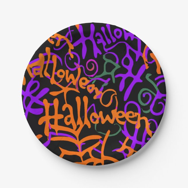 Assiettes En Carton Couleur d'Halloween (Devant)
