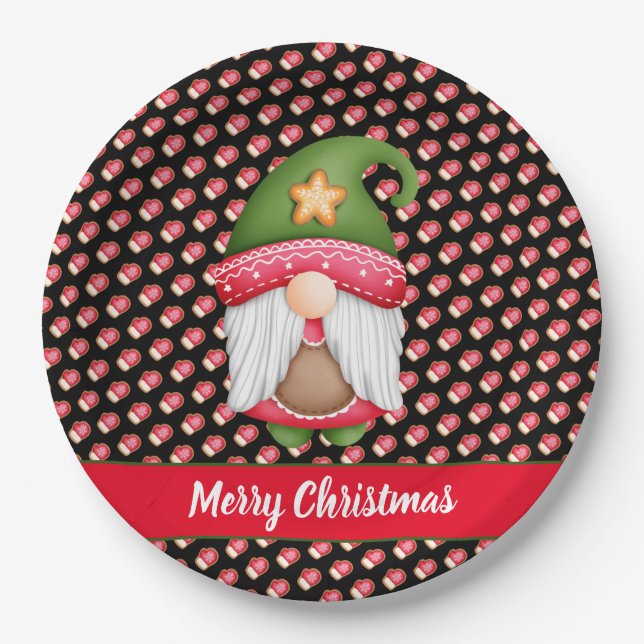 Assiettes En Carton Couleur et texte de la Personnaliser Glove Gnome (Devant)