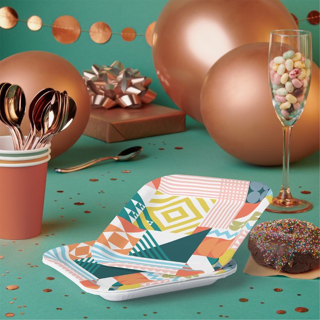 Assiettes En Carton Couleur Motif (Créateur téléchargé)