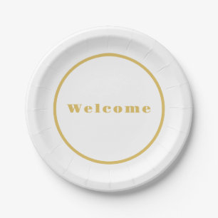 Assiettes En Carton Couleur Or Partie de Bienvenue Minimaliste Profess