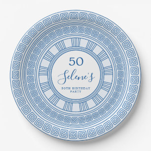 Assiettes En Carton Couleur personnalisée pour un anniversaire grec ou