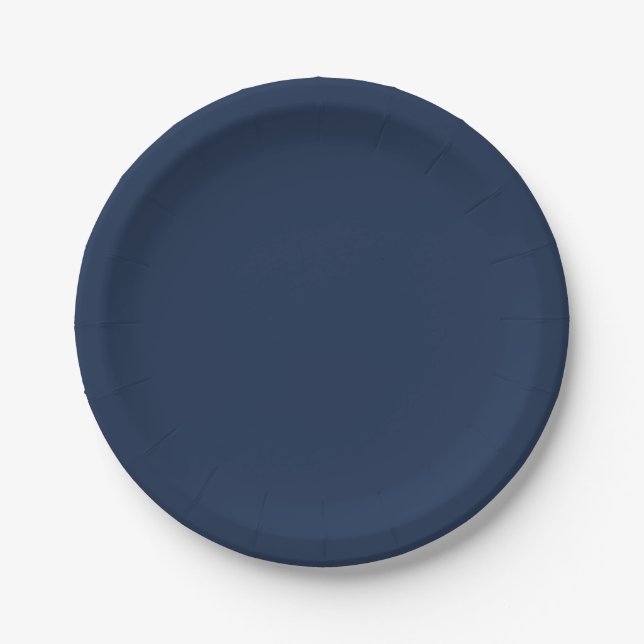 Assiettes En Carton Couleur solide bleu marine (Devant)