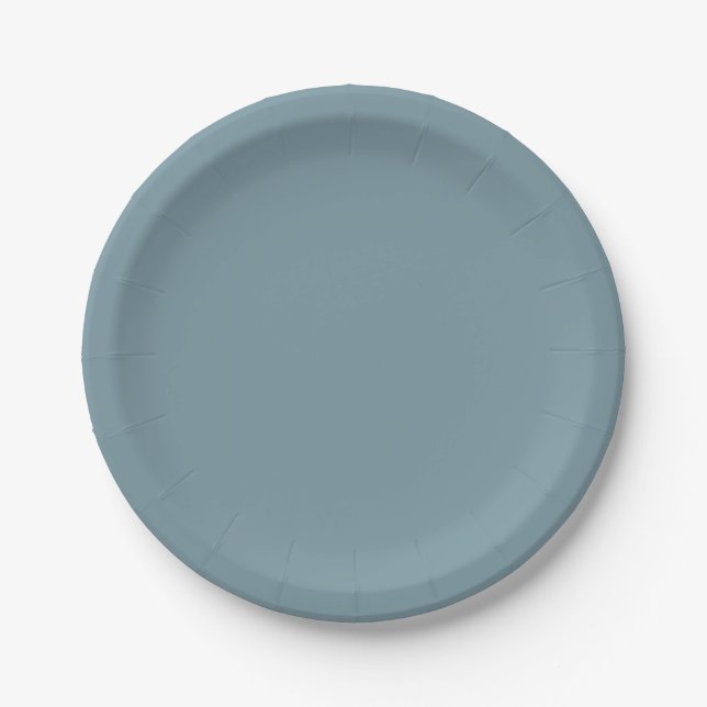 Assiettes En Carton Couleur solide bleu pierre (Devant)