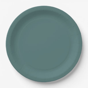 Assiettes En Carton Couleur solide bleu-vert