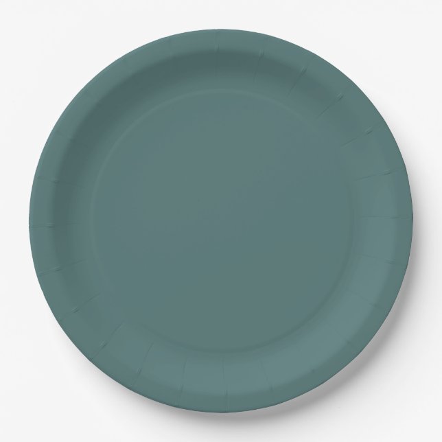 Assiettes En Carton Couleur solide bleu-vert (Devant)
