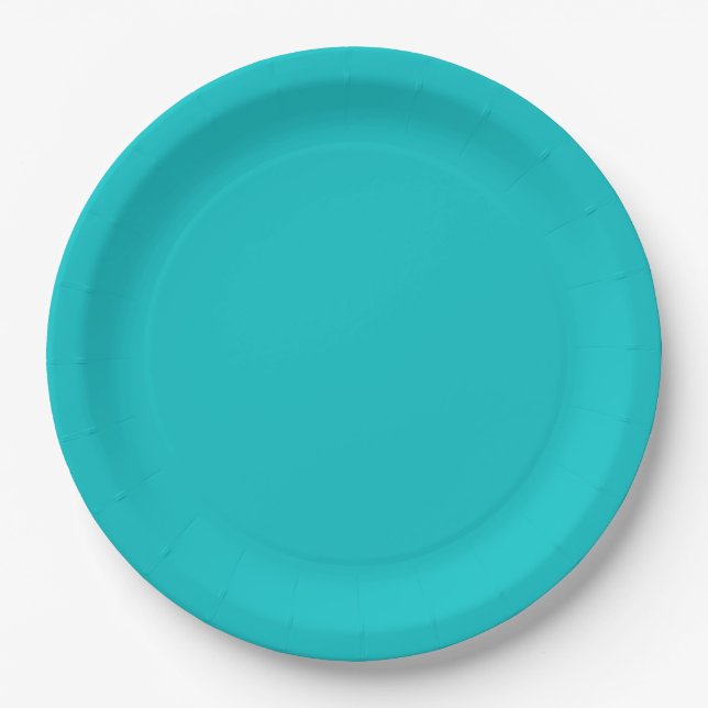 Assiettes En Carton Couleur solide clair turquoise (Devant)