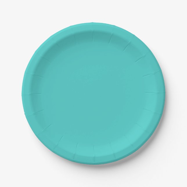 Assiettes En Carton Couleur solide turquoise moyenne (Devant)