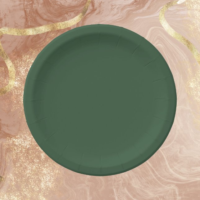 Assiettes En Carton Couleur solide vert émeraude foncé (Créateur téléchargé)