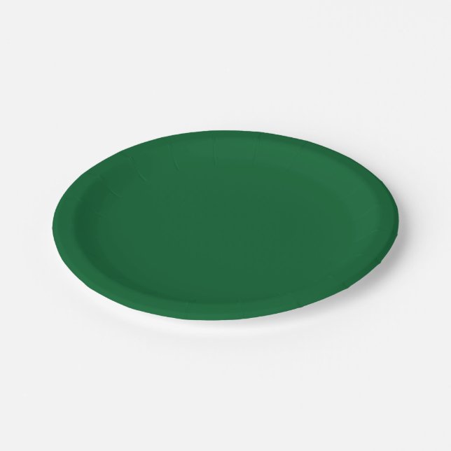 Assiettes En Carton Couleur solide : vert forêt (Angle)