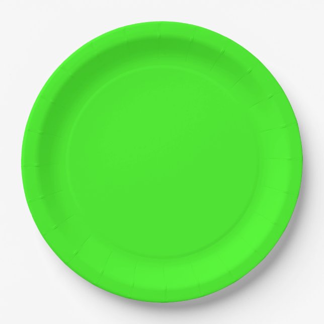 Assiettes En Carton Couleur solide verte néon | Classique (Devant)