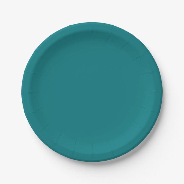 Assiettes En Carton Couleur uni profond Aqua turquoise (Devant)