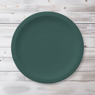 Assiettes En Carton Couleur uni vert émeraude foncé
