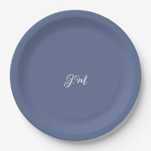 Assiettes En Carton Couleur unie bleu violet pastel tendance nom initi