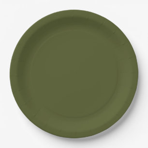Assiettes En Carton Couleur verte minimaliste de l'armée solide profes