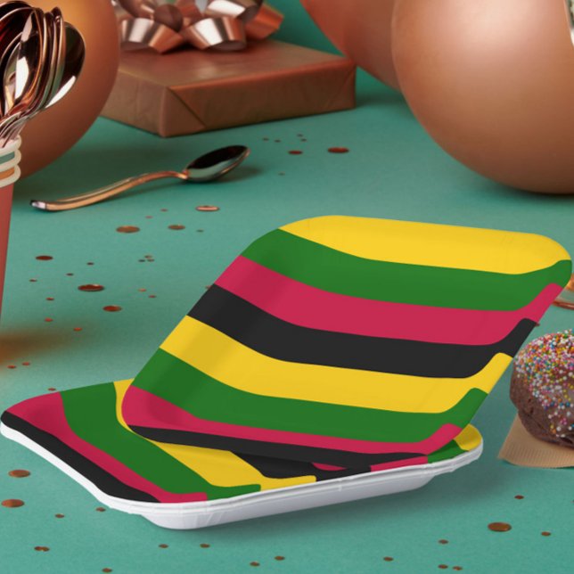 Assiettes En Carton Couleurs africaines - Grandes Motifs (Créateur téléchargé)