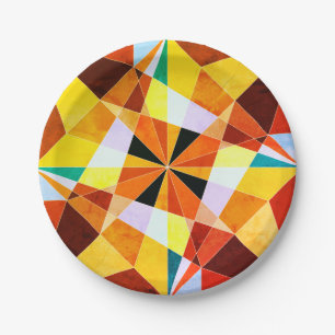 Assiettes En Carton Couleurs Chaudes Formes Géométriques Angulaires Fr