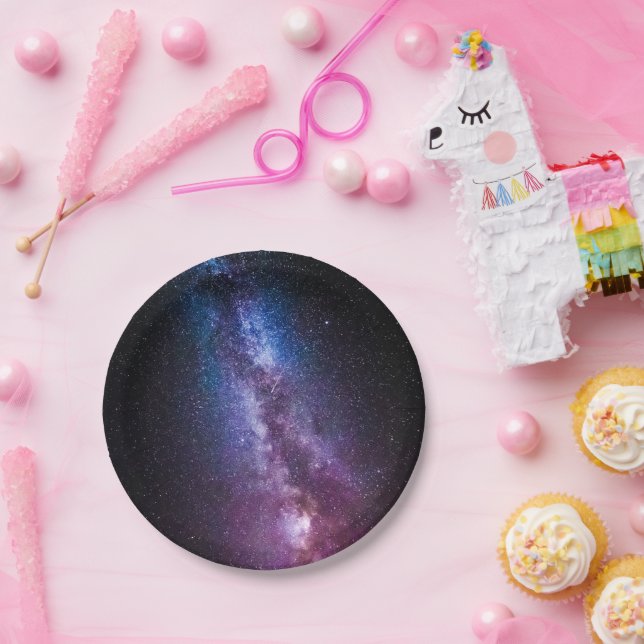 Assiettes En Carton Couleurs claires de la voie lactée (Fête)
