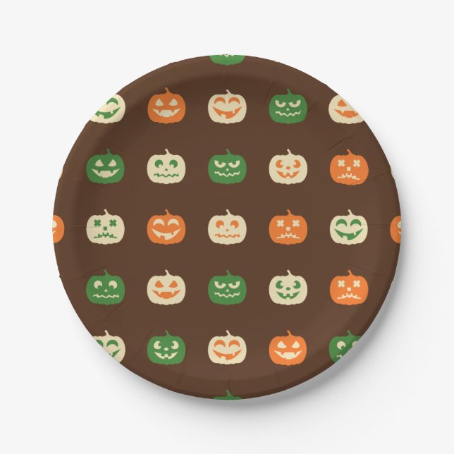 Assiettes En Carton Couleurs d'automne Motif Citrouille Halloween (Devant)