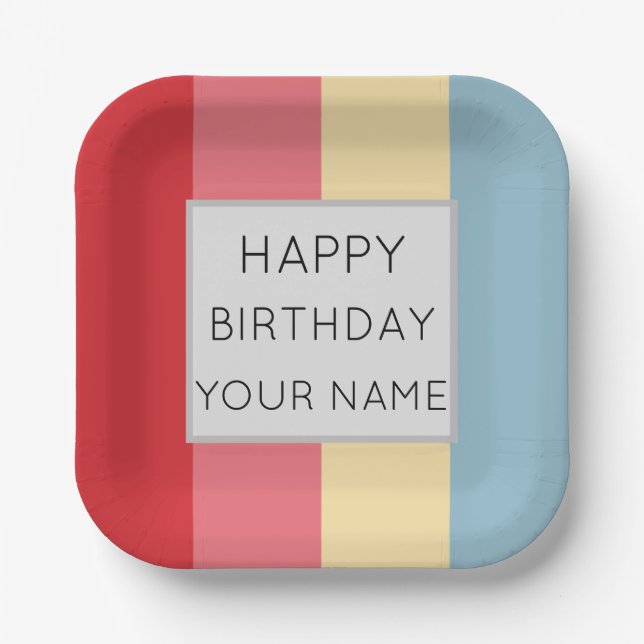 Assiettes En Carton Couleurs de bonbons Frappes verticales (Recto)