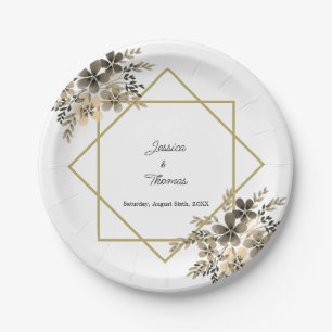 Assiettes En Carton Couleurs de chute de cadre or Réception de mariage