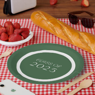 Assiettes En Carton Couleurs de l'école verte et blanche et année de c