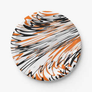 Assiettes En Carton Couleurs du Bengale Orange et lignes noires