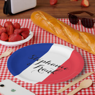 Assiettes En Carton Couleurs du drapeau français pour un mariage