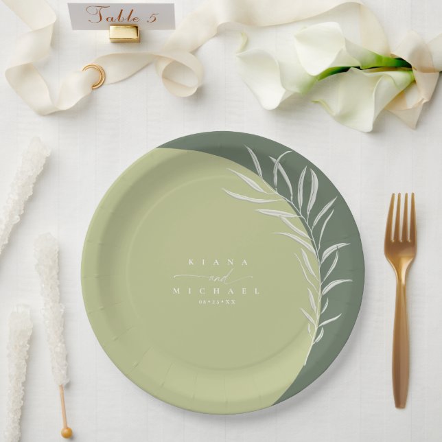 Assiettes En Carton Couleurs Eucalyptus Mariage Vert ID901 (Mariage)