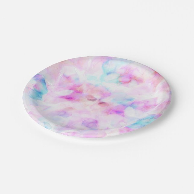 Assiettes En Carton Couleurs Guimauve Aquarelle Glam (Angle)