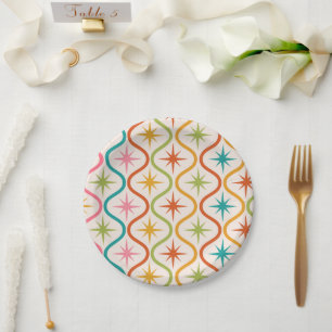 Assiettes En Carton Couleurs Milieu de Siècle Étoiles sur Formes Ogee