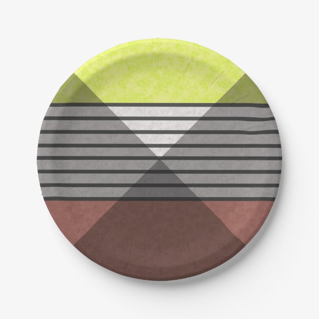 Assiettes En Carton couleurs modernes Abstraites brun jaune citron bla (Devant)