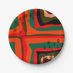 Assiettes En Carton Couleurs modernes abstraites et rétro motif ou sa
