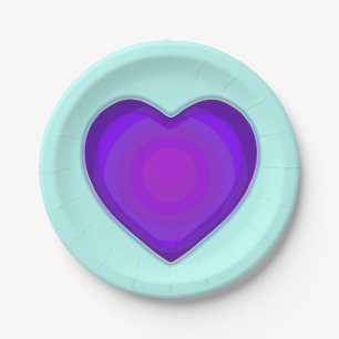 Assiettes En Carton Couleurs pastel & coeurs violets battre