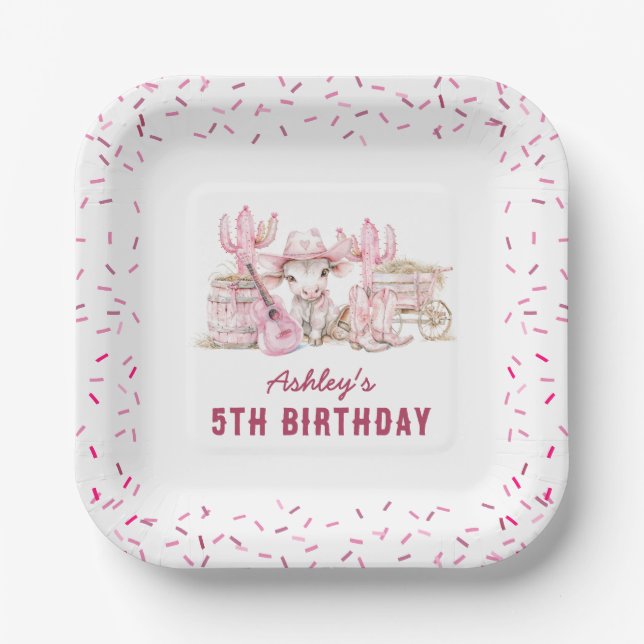 Assiettes En Carton Country Cowgirl Anniversaire de enfant Party (Recto)
