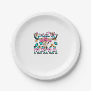 Assiettes En Carton Country Mama Retro Super Vache Crâne Pays Rodéo
