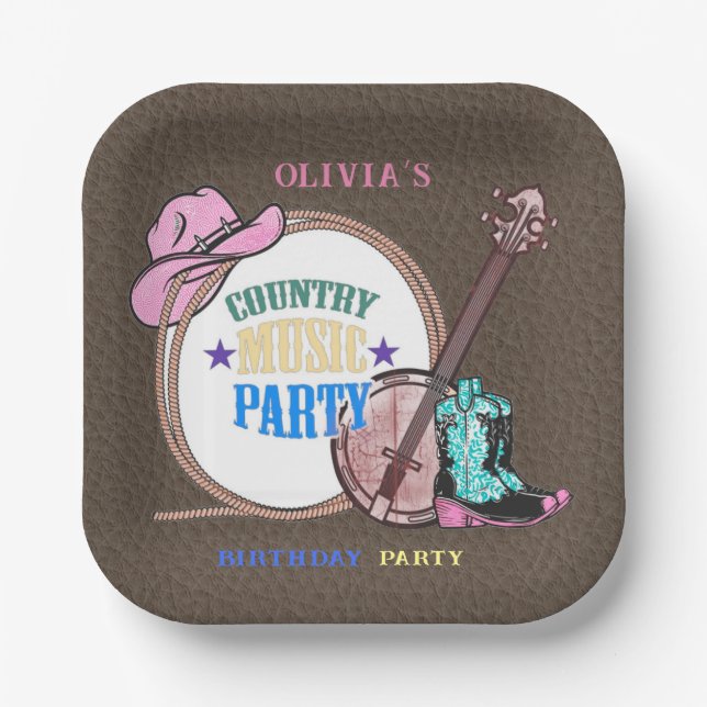Assiettes En Carton Country Music Anniversaire (Recto)