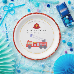 Assiettes En Carton Coup Rouge Moteur de camion Enfants N'importe quel