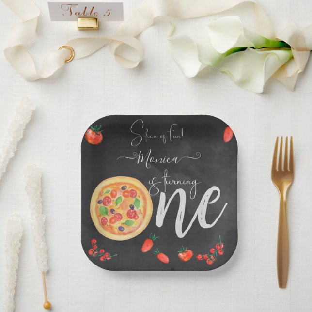 Assiettes En Carton Coupe de plaisir, premier anniversaire de pizza (Mariage)