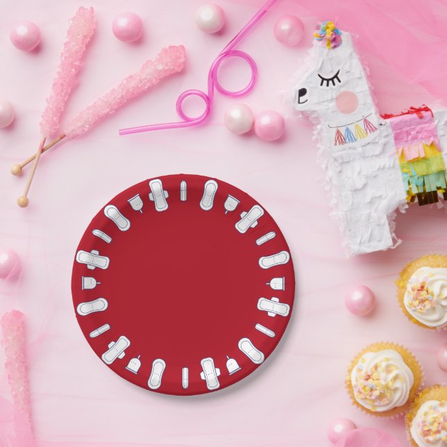 Assiettes En Carton Coupe Rouge Carton Bordure Première Période (Fête)