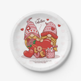 Assiettes En Carton couple_amour_de_mignon_gnome_avec_amour_coeur_vale