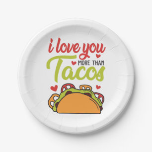Assiettes En Carton Couple Cadeau Je T'Aime Plus Que Tacos