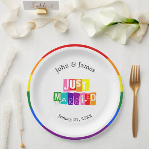 Assiettes En Carton Couple gay marié Mariage LGBTQ