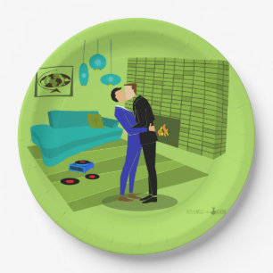 Assiettes En Carton Couple gay rétro amoureux