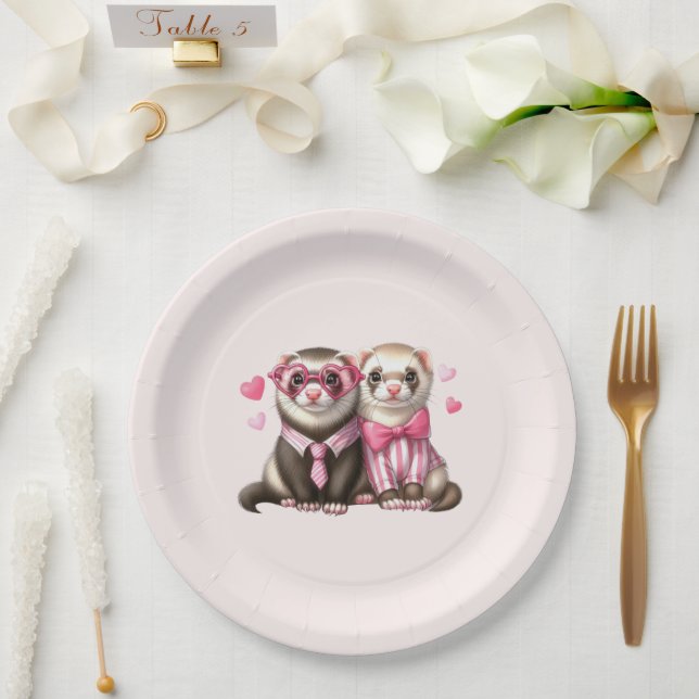 Assiettes En Carton Couple mignon en amour (Mariage)
