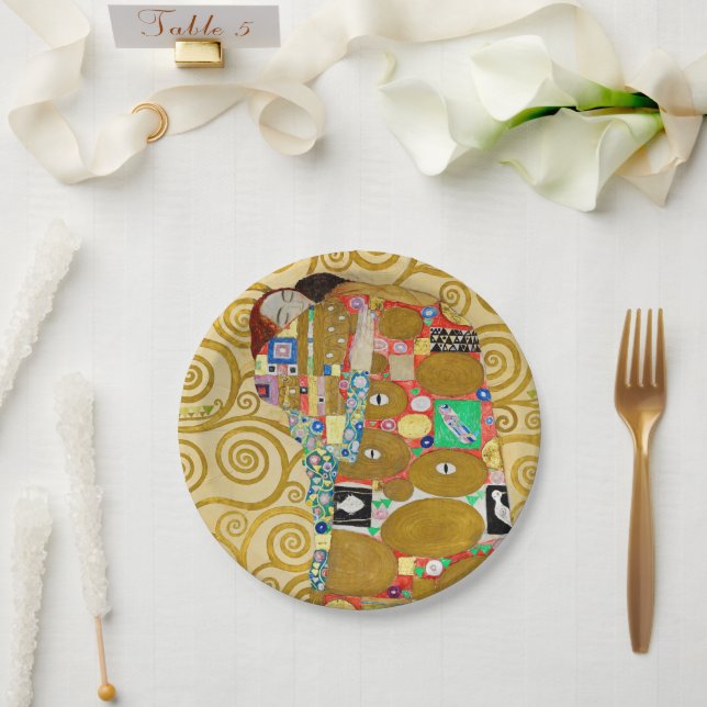 Assiettes En Carton Couple nouveau Gustav Klimt Accomplissement (Mariage)