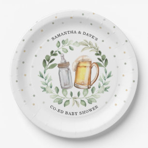 Assiettes En Carton Couples de bière neutres Baby shower verdure Cheve