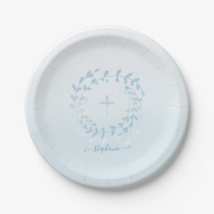 Assiettes En Carton Courbe et croix bleues communales
