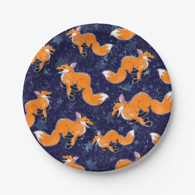 Assiettes En Carton Courir Des Plaques De Fête Fox (Devant)