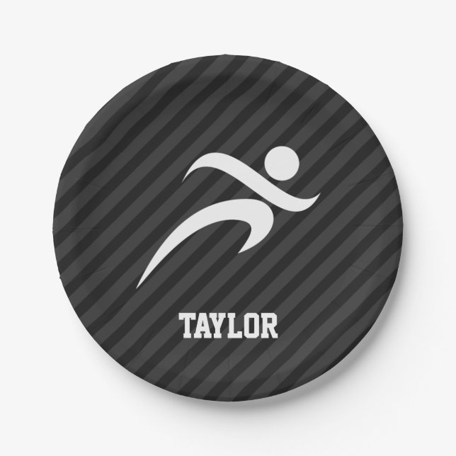 Assiettes En Carton Courir ; Gris noir et gris foncé (Devant)