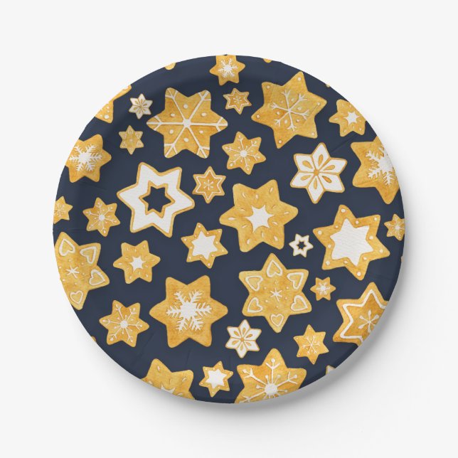 Assiettes En Carton Couronne de biscuits de Noël avec Arrière - plan g (Devant)